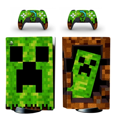 Minecraft decal skin for PS5 Disc Edition Console and two Controllers