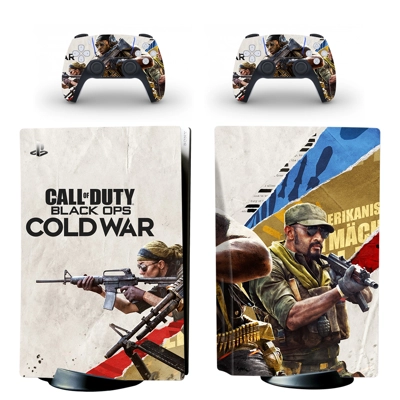 Black Ops Cold War decal skin for PS5 Disc Edition Console and two Controllers