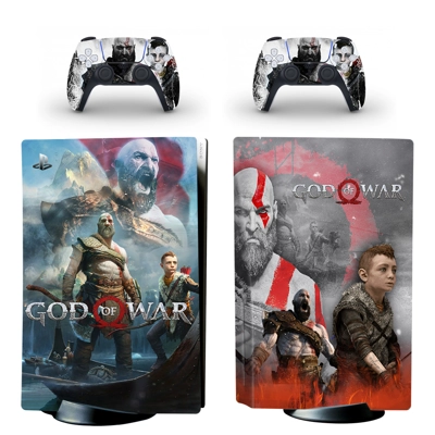 God of War decal skin for PS5 Disc Edition Console and two..