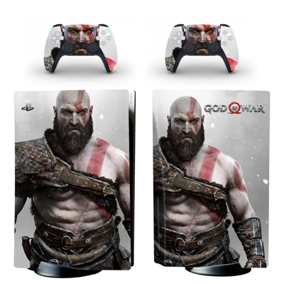 God of War decal skin for PS5 Disc Edition Console and two..