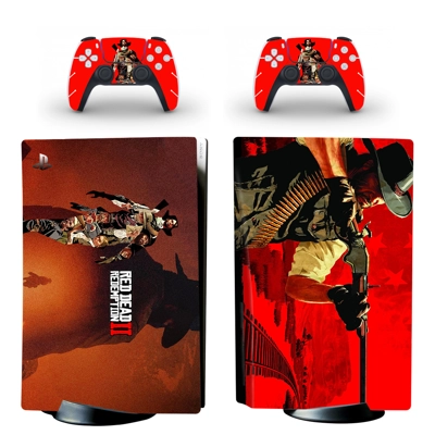 Red Dead Redemption 2 decal skin for PS5 Disc Edition Console and two Controllers