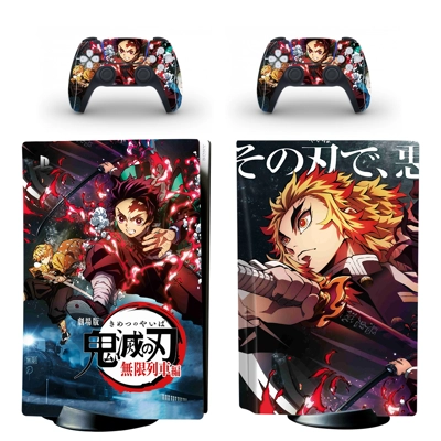 Demon Slayer Kimetsu no Yaiba decal skin for PS5 Disc Edition Console and two Controllers