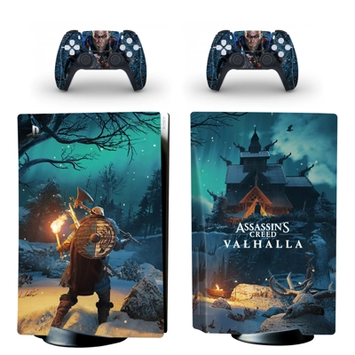 Assassin's Creed Valhalla decal skin for PS5 Disc Edition Console and two Controllers