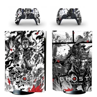 Ghost of Tsushima decal skin for PS5 Disc Edition Console and two Controllers