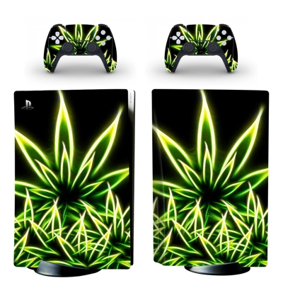 Weed Fire decal skin for PS5 Disc Edition Console and two Controllers