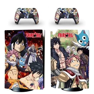 Fairy Tail decal skin for PS5 Disc Edition Console and two..