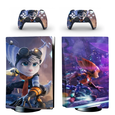 Ratchet and Clank decal skin for PS5 Disc Edition Console and two Controllers