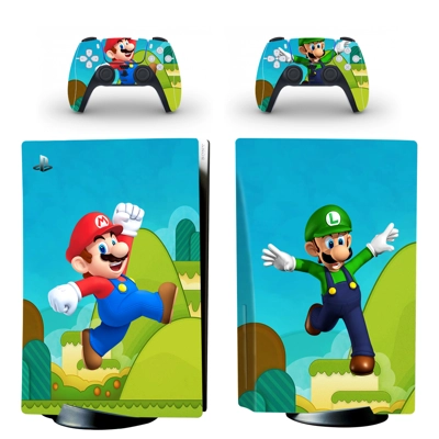 Super Mario decal skin for PS5 Disc Edition Console and two Controllers