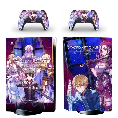 Sword Art Online decal skin for PS5 Disc Edition Console and two Controllers