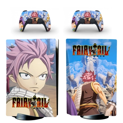 Fairy Tail decal skin for PS5 Disc Edition Console and two..