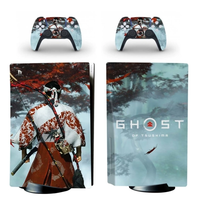 Ghost of Tsushima decal skin for PS5 Disc Edition Console and two Controllers