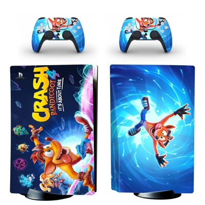 Crash Bandicoot 4 It's About Time decal skin for PS5 Disc Edition Console and two Controllers