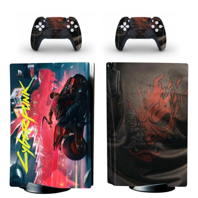 Cyberpunk 2077 decal skin for PS5 Disc Edition Console and two Controllers