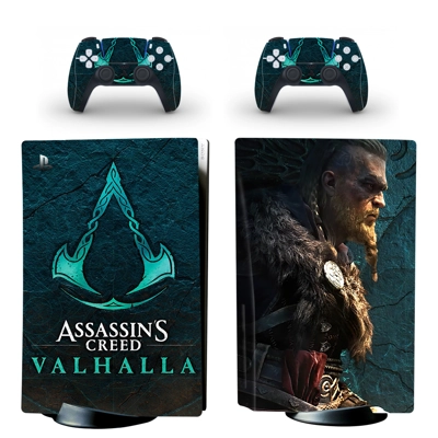 Assassin's Creed Valhalla decal skin for PS5 Disc Edition Console and two Controllers