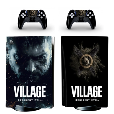 Resident Evil Village decal skin for PS5 Disc Edition Console and two Controllers