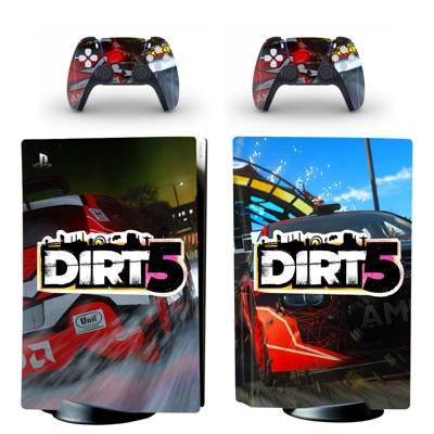 Dirt 5 decal skin for PS5 Disc Edition Console and two Controllers