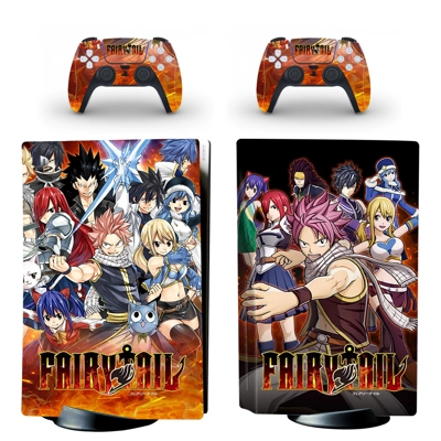 Fairy Tail decal skin for PS5 Disc Edition Console and two..