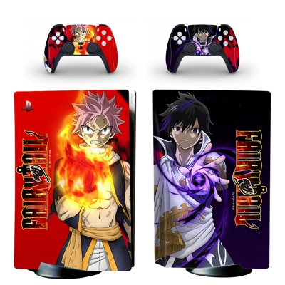 Fairy Tail decal skin for PS5 Disc Edition Console and two..