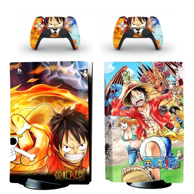 Anime One Piece decal skin for PS5 Disc Edition Console and two Controllers