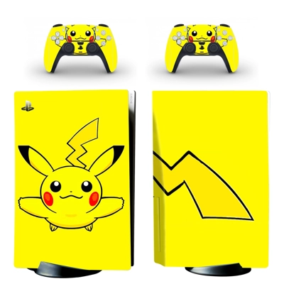 Pokemon Pikachu decal skin for PS5 Disc Edition Console and two Controllers
