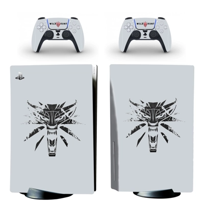 The Witcher Wild Hunt decal skin for PS5 Disc Edition Console and two Controllers