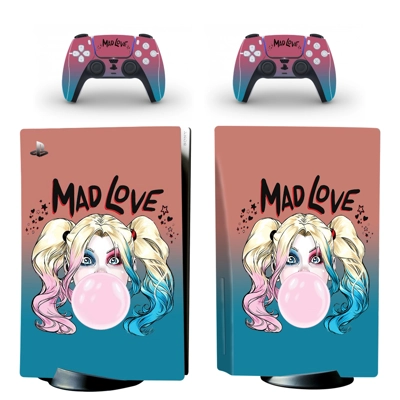 Harley Quinn decal skin for PS5 Disc Edition Console and two Controllers
