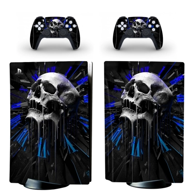 Skull Clock decal skin for PS5 Disc Edition Console and two Controllers