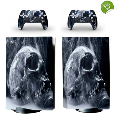 Smoky Skull decal skin for PS5 Disc Edition Console and two Controllers