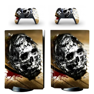Broken Skull decal skin for PS5 Disc Edition Console and two Controllers