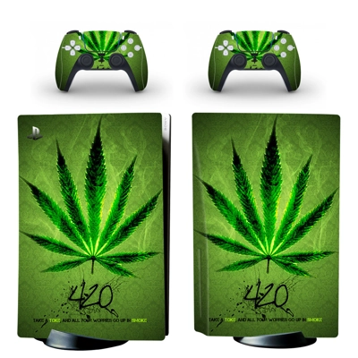 Weed Leaf decal skin for PS5 Disc Edition Console and two .. Weed Leaf decal skin for PS5 Disc Edition Console and two ..