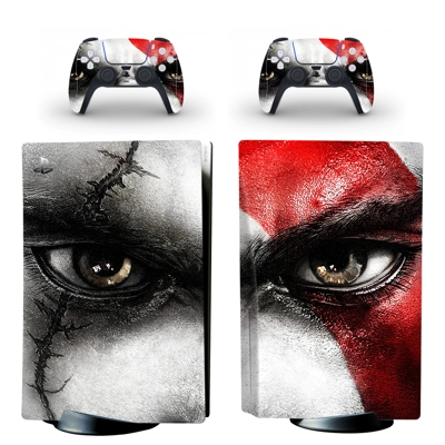 God of War decal skin for PS5 Disc Edition Console and two.. God of War decal skin for PS5 Disc Edition Console and two..