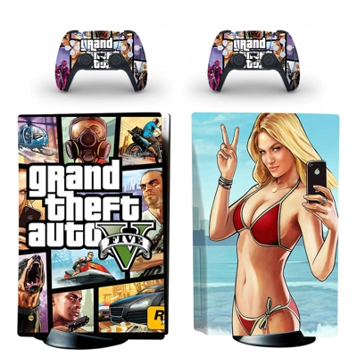 Grand Theft Auto 5 decal skin for PS5 Disc Edition Console and two Controllers
