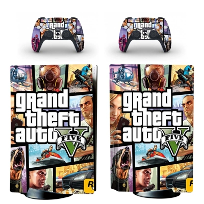 Grand Theft Auto 5 decal skin for PS5 Disc Edition Console and two Controllers