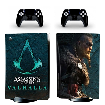 Assassin's Creed Valhalla decal skin for PS5 Disc Edition Console and two Controllers