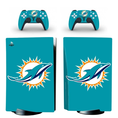 Miami Dolphins decal skin for PS5 Disc Edition Console and two Controllers
