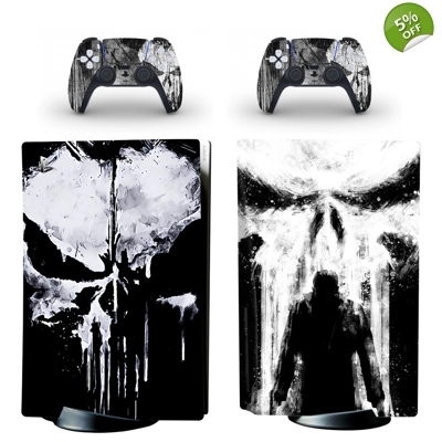The Punisher decal skin for PS5 Disc Edition Console and two Controllers