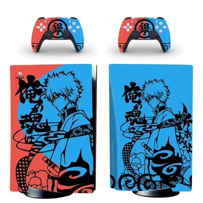 Anime Gintama decal skin for PS5 Disc Edition Console and two Controllers