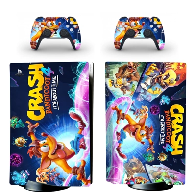 Crash Bandicoot decal skin for PS5 Disc Edition Console and two Controllers
