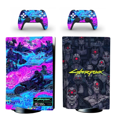Cyberpunk 2077 decal skin for PS5 Disc Edition Console and two Controllers
