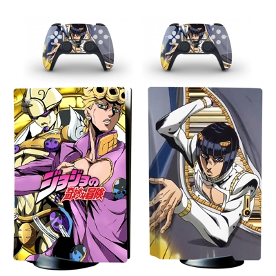 JoJo's Bizarre Adventure decal skin for PS5 Disc Edition Console and two Controllers
