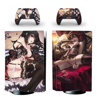 Anime Date A Live decal skin for PS5 Disc Edition Console and two Controllers