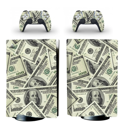 US Dollars decal skin for PS5 Disc Edition Console and two Controllers
