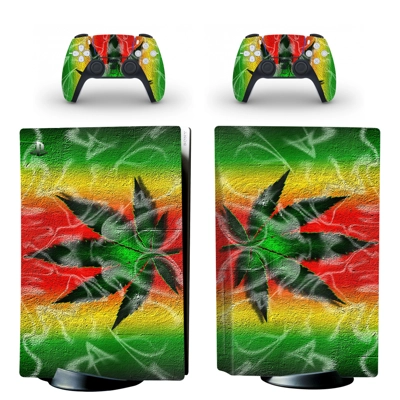 Weed Leaf decal skin for PS5 Disc Edition Console and two Controllers