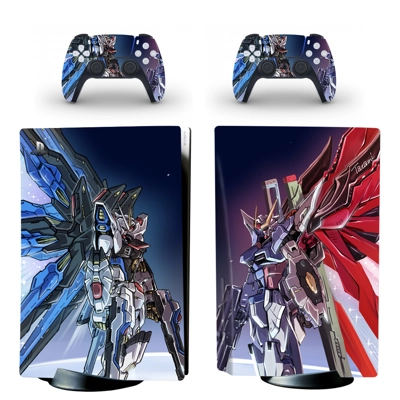 Anime Gundam decal skin for PS5 Disc Edition Console and two Controllers