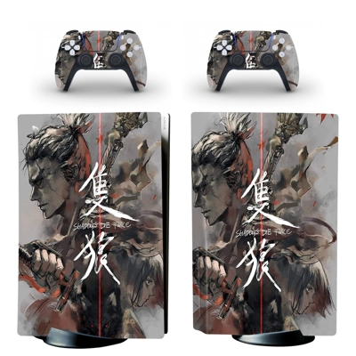 Sekiro Shadows Die Twice decal skin for PS5 Disc Edition Console and two Controllers