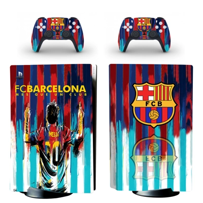 FC Barcelona decal skin for PS5 Disc Edition Console and two Controllers