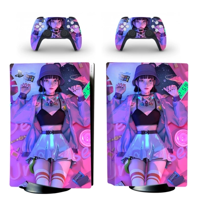 Woman decal skin for PS5 Disc Edition Console and two Cont.. Woman decal skin for PS5 Disc Edition Console and two Cont..