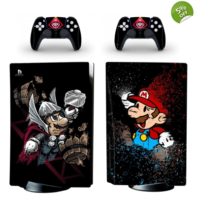 Game Mario decal skin for PS5 Disc Edition Console and two.. Game Mario decal skin for PS5 Disc Edition Console and two..