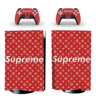 Supreme decal skin for PS5 Disc Edition Console and two Controllers