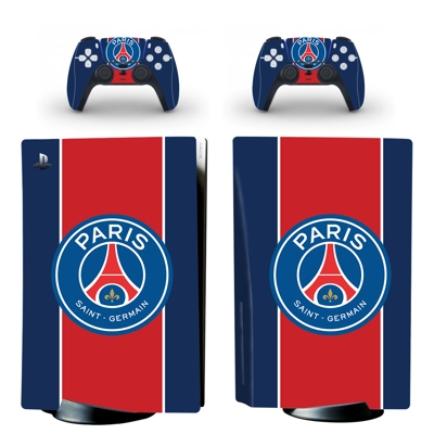 Paris Saint Germain FC decal skin for PS5 Disc Edition Console and two Controllers